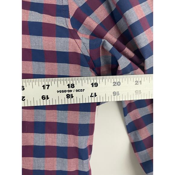 Banana Republic Medium Button Shirt Slim Fit Long Sleeve Blue Red Plaid Gray - Picture 8 of 10